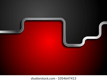 Comparar el fondo de la tecnología roja y negra con la banda metálica. Ilustración del vector