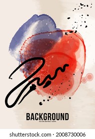 Contrast red blue  ink poster texture , abstract background