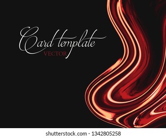 Contrast red orange liquid orange black background. Marble bright graphic. Colorful modern banner, presentation template. Surface vector decoration. Vintage antique color splash