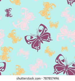 Contrast seamless butterfly iterative pattern isolated on contrast back layer. Nature butterfly repeat theme vector. Wildlife insect fauna clipart for interior textile.