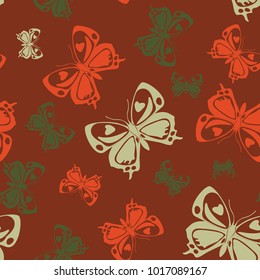 Contrast seamless butterfly iterative texture isolated on contrast back layer. Spring butterfly repeat theme vector. Wildlife insect fauna artwork for garments.