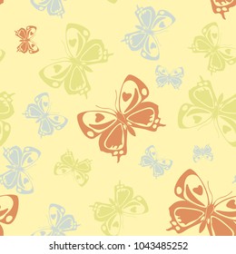 Contrast seamless butterfly iterative texture isolated on contrast back layer. Flying butterfly repeat theme vector. Wildlife insect fauna backdrop for advertising.