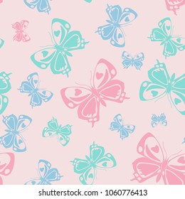 Contrast seamless butterfly iterative texture isolated on contrast back layer. Wildlife butterfly repeat theme vector. Wildlife insect fauna artwork for ceramic tile.
