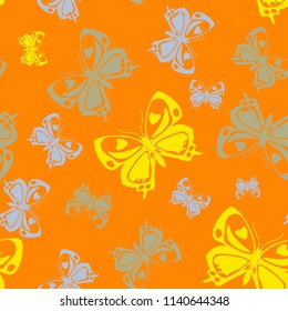Contrast seamless butterfly iterative texture isolated on contrast back layer. Wildlife butterfly repeat theme vector. Wildlife insect fauna clipart for garments.