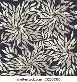 Contrast seamless pattern with abstract flowers and leaves. Seamless background can be used for design fabric, backgrounds, wrapping paper, package, covers