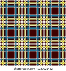 Contrast tartan Scottish seamless pattern in dark red, blue and yellow hues, texture for tartan, plaid, tablecloths, clothes, bedding, blankets and other textile
