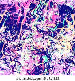 Contrast template. The dark and light spots, wavy lines and scratches. Purple, beige, white. Abstract seamless background. Easy editable pattern. Vector.