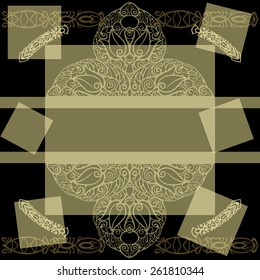 Contrast tri-color poster composed of linear, outline drawings on the theme of the plant.