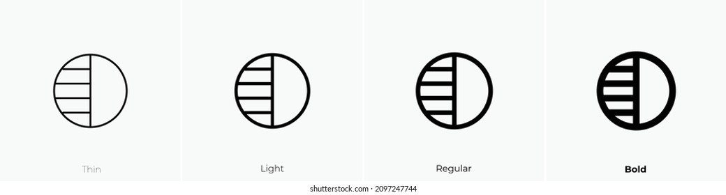 contrast view circle icon. Thin, Light Regular And Bold style design isolated on white background