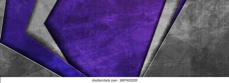 Contrast violet and grey abstract grunge tech banner design. Old wall concrete texture background. Vector illustration