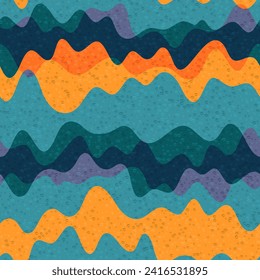 Patrón sin soldadura del vector del fluido de la onda de contraste. Textura de rayas dinámicas onduladas. Efecto de movimiento de curvatura de ilusión visual. Diseño de impresión de tela en campanario. Las formas de fluido de salpicadura de flujo de onda se mueven.