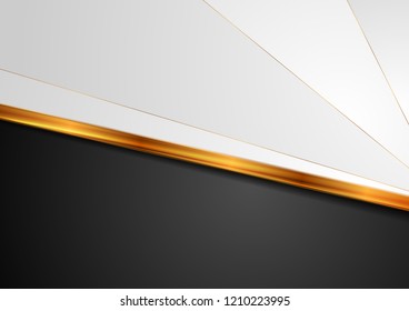 Contrast white and black background with golden stripe. Corporate vector art design