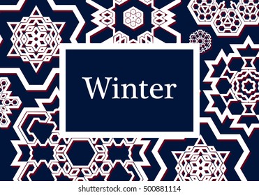 Contrast winter background with beautiful various snowflakes