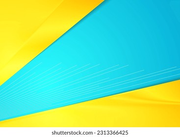 Contrast yellow and blue glossy background with minimal lines. Vector digital art design