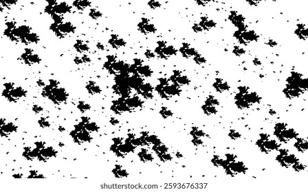 Contrasting abstract pattern featuring clustered black shapes against a white background creating a visually dynamic and textured monochrome design element