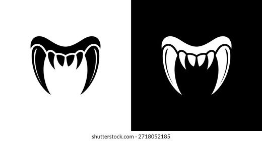 Ilustrações em preto e branco contrastantes de presas afiadas evocam imagens primais, predatórias e um tanto assustadoras.