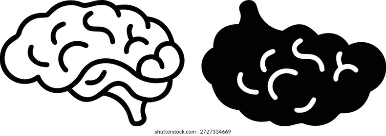 Ilustraciones de cerebro en blanco y negro en contraste