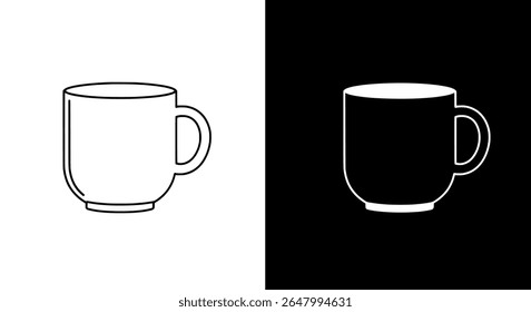 Contrasting Coffee Mugs - Black and White Silhouette Pair for Menu and Hospitality UI