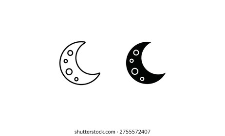 Contrasting crescent moons with craters depicted in black and white