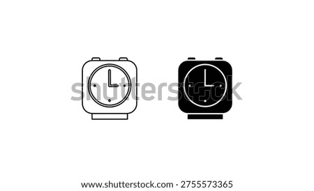 Contrasting designs of analog alarm clocks with distinctive color schemes