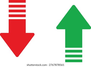 Contrasting directional arrows indicating opposite movements with horizontal bars Vector