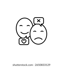 Emoções Contrastantes Mostrando Felicidade Versus Desaprovação Com Comunicação