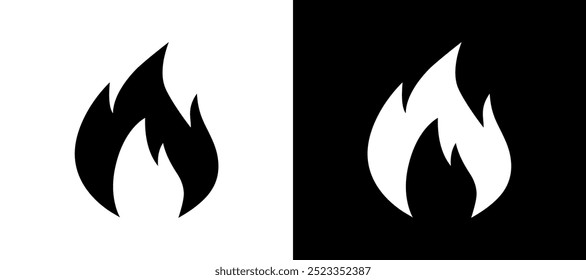 Contrasting flame icons in black and white showcasing symmetrical designs