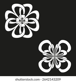 Contrasting floral shapes in black and white. Glossy abstract vector.