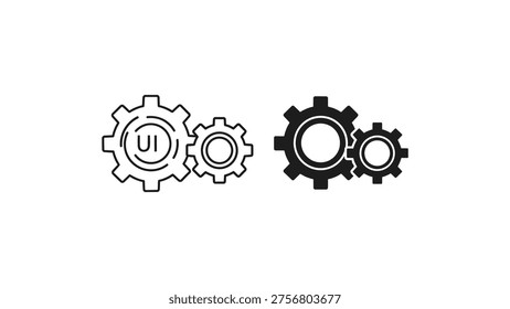 Contrasting gear icons showing user interface and machine interaction