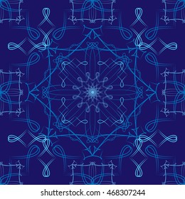 The contrasting graphic vector seamless floral background. Blue gamma. It can be used in the design of wrapping paper, various printing and web pages.