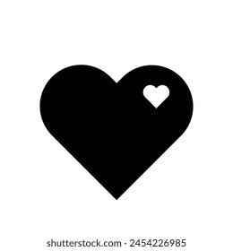 Contrasting hearts silhouette. Love and minimalism concept. Black heart with white center. Vector illustration. EPS 10.