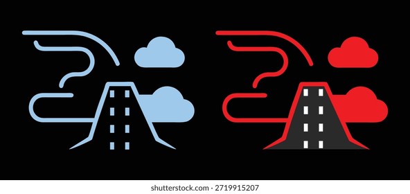 Kontrastreiche Autobahnsysteme mit Wolkenformationen