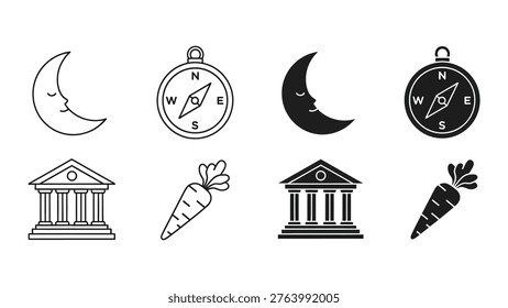 Contrasting icon pairs of celestial, architectural, and vegetable themes