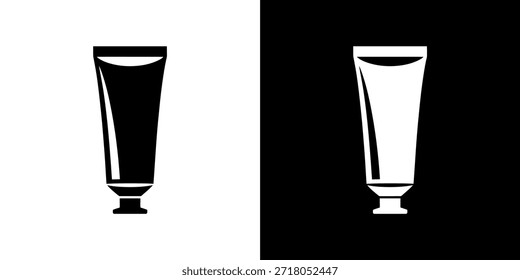 Uma imagem contrastante exibindo dois tubos cosméticos idênticos, um em branco e outro em preto.