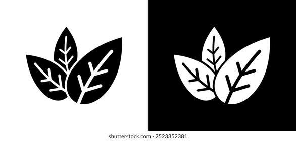 Contrasting leaf designs in black and white showcasing nature's beauty and simplicity