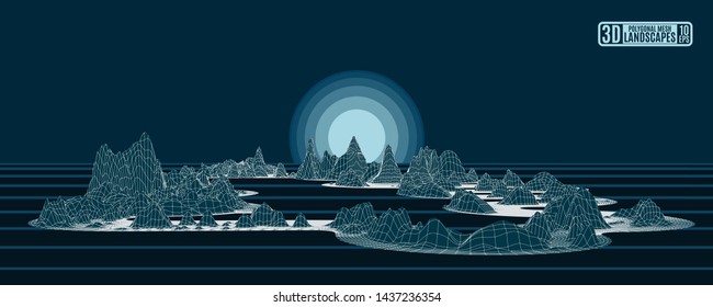 contrasting mesh mountains computer style presentation dark