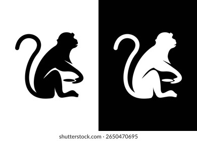 Contrasting Monkeys Minimalist Black and White