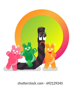 Contrasting moods with Depressive liquorice and colorful, joyful, happy gum bears jumping around. Being the Ugly duckling in blessed wonderland.
