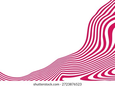 Composição gráfica Op Art contrastante de linhas de contorno magenta imitando espaço Warp e movimento. Eps 10