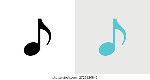 Un par de notas musicales contrastantes, negro y azul claro, presentadas en un estilo minimalista.