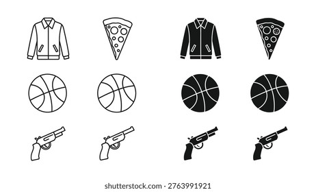 Contrasting pairs of everyday objects and their darker counterparts illustrated simply
