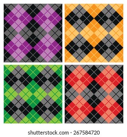 Contrasting seamless argyle pattern collection.