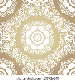 Contrasting seamless pattern with flowers and curls.