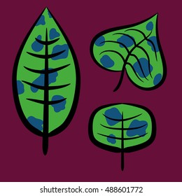 contrasting set of leaves in spots