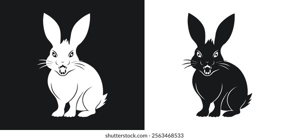 Contrasting Silhouette of Angry Rabbit Design