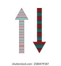 Contrasting Upward and Downward Trend Arrows with Striped Patterns.