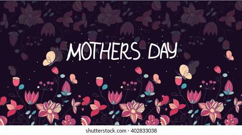 contrasting Vector colorful background colors on a dark background with the words mother's day pozdrowienia postcard, spring illustration