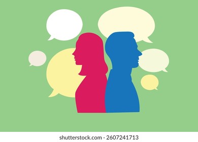 Contrasting Voices: Couple with Speech Bubbles Vector	