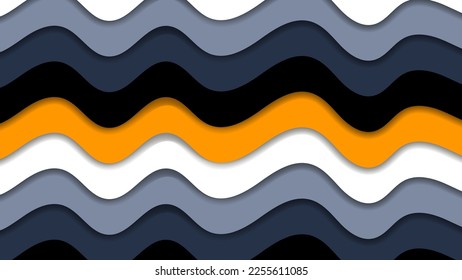 Contrasting wavy striped background for your projects. Overlapping horizontal stripes with smooth edges. 3D effect. Vector.