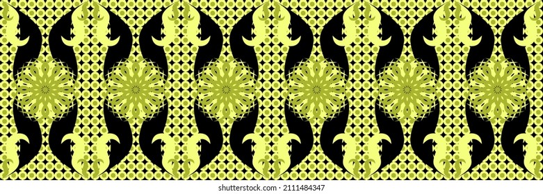 Kontrastgelbe und schwarze Muster mit Blumen, karierte Muster, können für Strickarbeiten, Teppiche, Stoffe, Tapeten, Vektorgrafiken, Webseiten, Innendekoration, Cover, Fliesen, Karten, Verpackungspapier verwendet werden